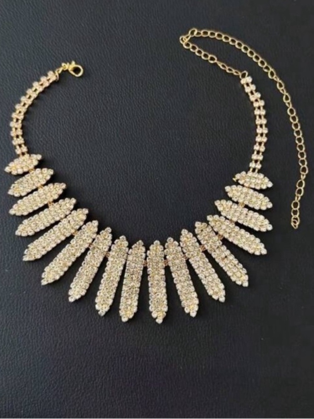 Gold Crystal Statement Collar Necklace - Picture 2 of 3